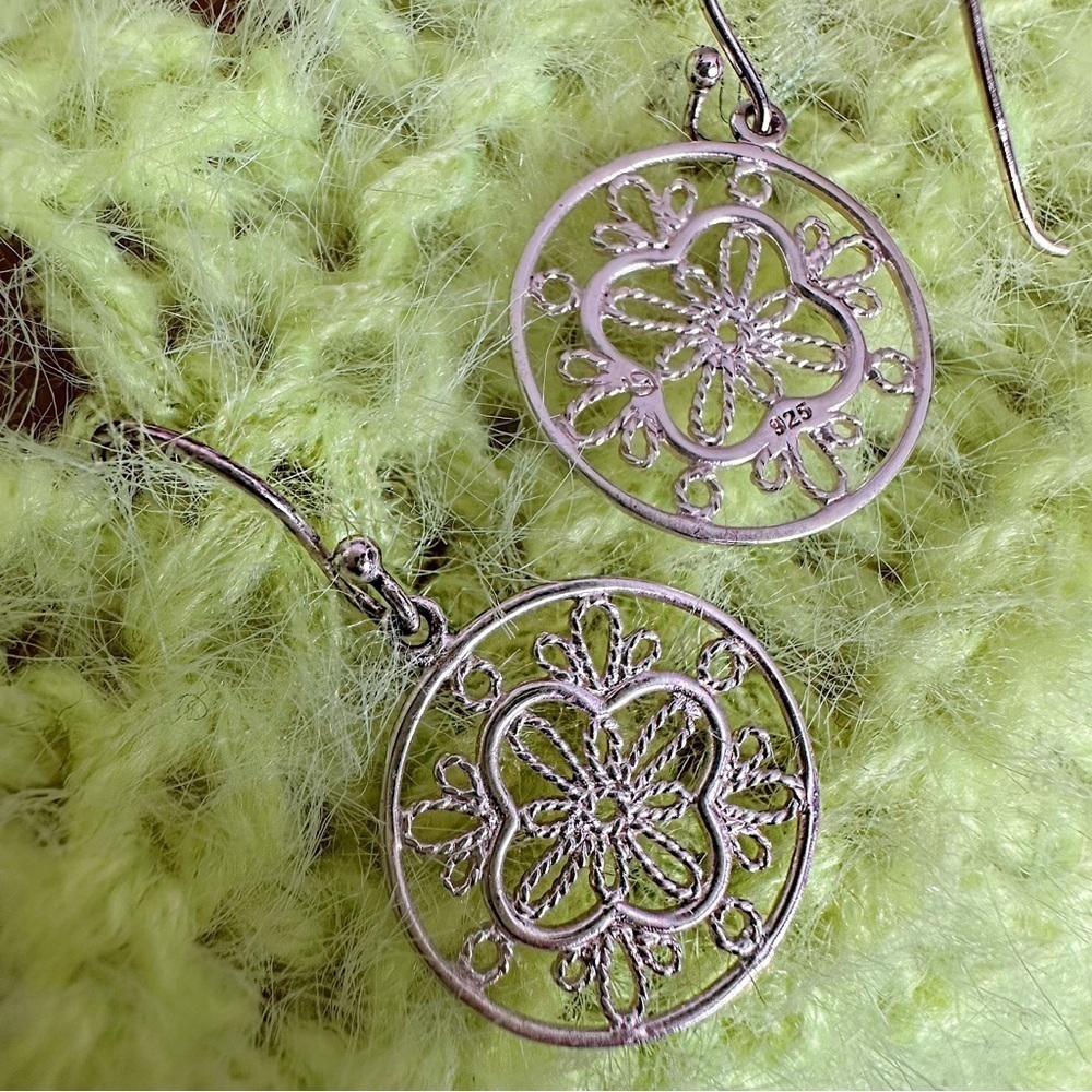 Sterling Silver 925 Round Drop Hook Earrings